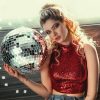 Woman Holding Disco Ball