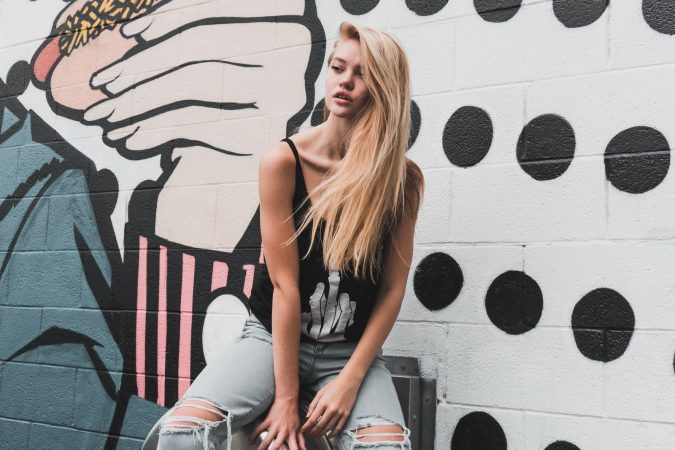 Women Wearing Black Crop-top